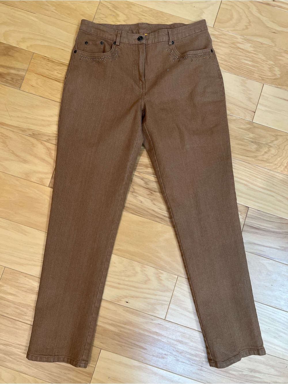Ruby Rd. Tan Jeans with Subtle Stud Detail